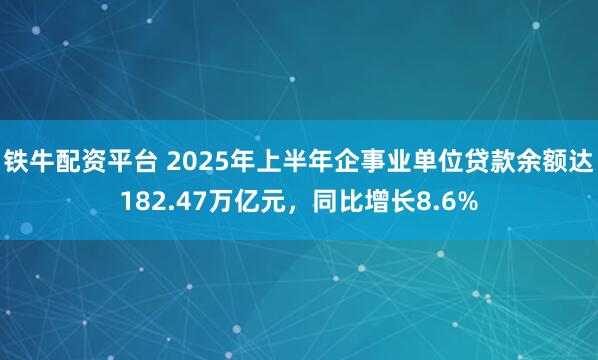 铁牛配资平台 2025年上半年企事业单位贷款余额达182.47万亿元，同比增长8.6%