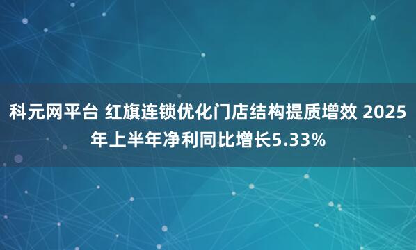 科元网平台 红旗连锁优化门店结构提质增效 2025年上半年净利同比增长5.33%