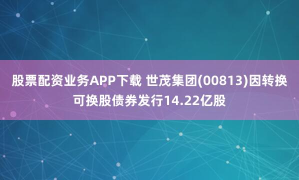股票配资业务APP下载 世茂集团(00813)因转换可换股债券发行14.22亿股